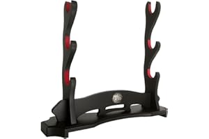 SEEMINESALE 3 Tier Katana Stand,Samurai Sword Holder,Black Sword Mountain,Large Size Sword Stand,Sword Display For Cosplay Blade Rack,Lightsaber Stand.