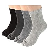 Toe Socks Five Finger Athletic Running Socks Crew Cotton for Men Women 4 Pack By Meaiguo