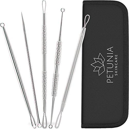 Petunia Skincare 5 Piece Set Blackhead Extractor and Acne Remover Kit Specifically Treats Face Blemishes, Pimples, Zits and Whiteheads - Include Giftbox and Travel Case Beauty & Personal Care, Tools & Accessories, Skin Care Tools, Blackhead & Blemish Removers
