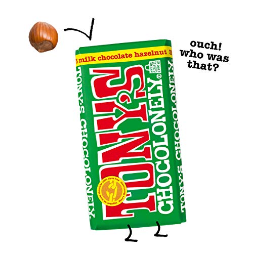 Tony's Chocolonely 32% Milk Chocolate Bar with Hazelnut, 6.35 Ounce