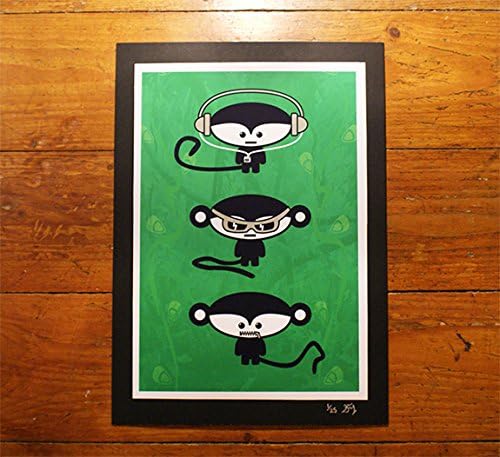 No Evil Monkeys - A4 Ltd Edition Print - Numbered of 25 - Creature Emporium Exclusive! - Pop, Urban, Street Art. Graffti Kitsch Print. See No Evil Speak Hear.