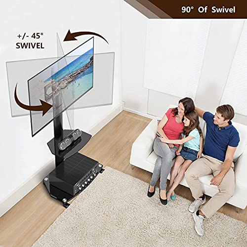 TAVR Floor TV Stand With Wheels And Swivel Mount For 2755 Inch LCD LED