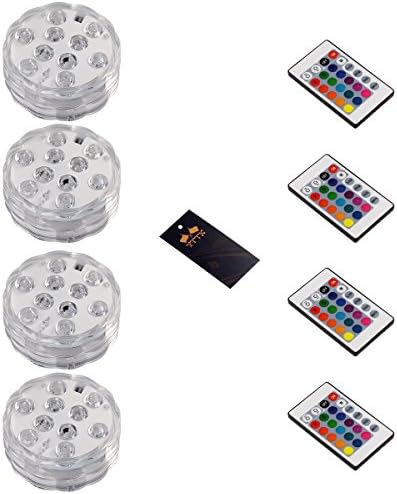 YTTX Submersible Waterproof Remote Control Colour Changing LED Lights Decoration Lights for Vase Base, Floral, Aquarium, Garden, Wedding, Party(4 Light+4 Remote Control)