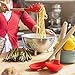 Silicone Cooking Utensils Set for Kitchen: 7 Piece Red Silicone Kitchen Utensil Set - BPA Free Heat Resistant Non Stick Silicone Tools with Wooden Handles - Kitchen Gadgets & Accessories Starter Sets