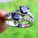 Haluoo Jewelry Vintage 925 Sterling Silver Rainbow Gemstone Double Heart Promise Rings Personalized Simulated Birthstones Ruby Spinel Topaz Love Engagement Rings (6, Rainbow & White)thumb 2