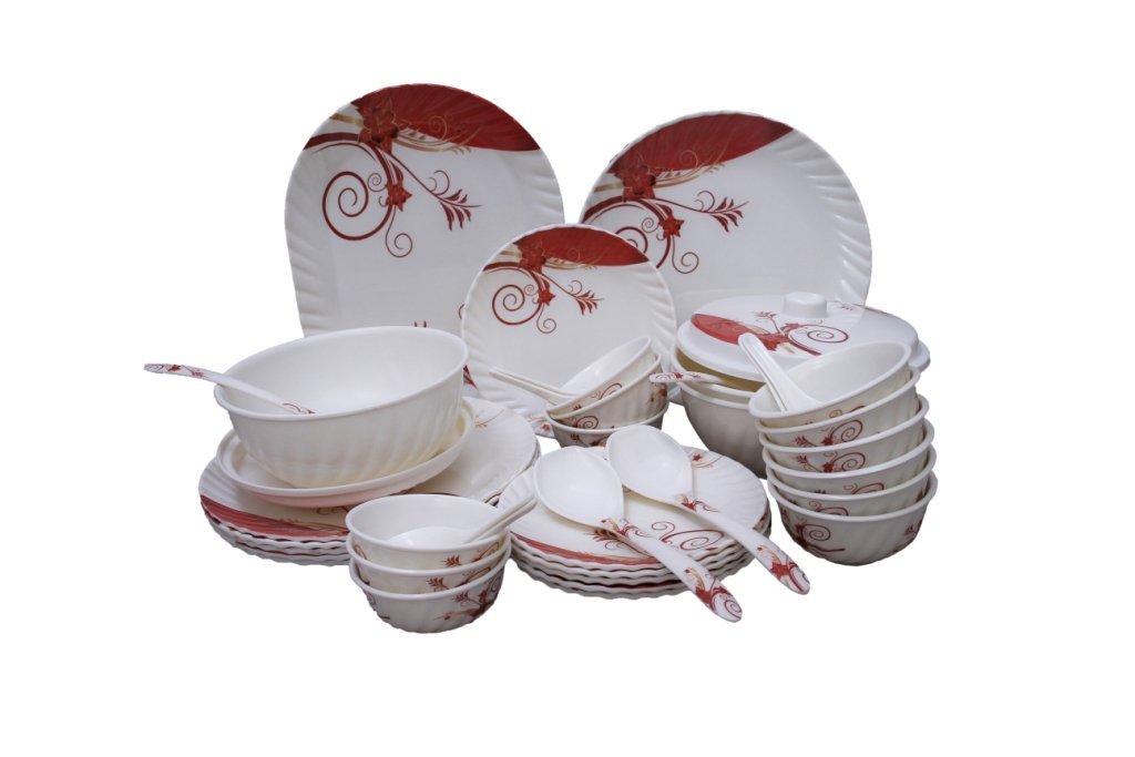 Buy ABON Floral Melamine Dinner Set (Multicolour) Set of 40 Online at