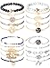 Chuangdi 4 Jewelry Set Layered Beaded Bracelet Adjustable Charm Pendent Stack Bracelets Wrap Bangle for Women Girl (Style 1)