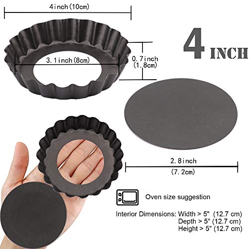 Gutsdoor Mini Tart Pan 4 Inch with Removable Bottom Quiche Pan Nonstick Round Quiche Pie Pan Set of 6 (4 Inch)