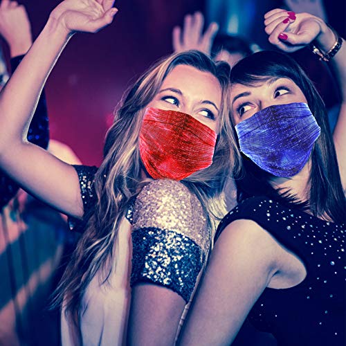 Light Up Face Mas LED Rave мαsk 7 Colors Luminous Fun Rechargeable Radiation Face Mas for EDM EDC Men Women Christmas Party Festival Masquerade Costumes Glow in The Dark (White)