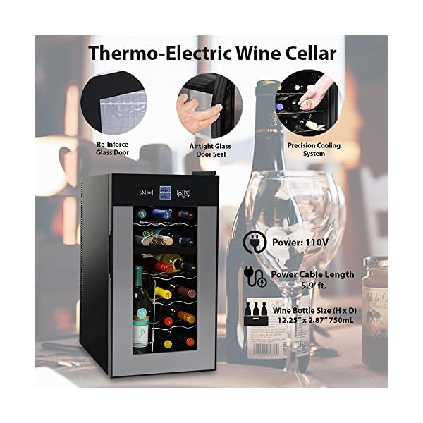 NutriChef-PKTEWCDS1802-18-Bottle-Dual-Zone-Thermoelectric-Wine-Cooler-Red-and-White-Wine-Chiller-Countertop-Wine-Cellar-Freestanding-Refrigerator-with-LCD-Display-Digital-Touch-Controls