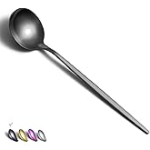 Matt Black Dinner Spoons 6 Piece, 8.1'' Stainless Steel Tablespoons, Soup Spoons, Dessert Spoons, Spoons Silverware for Home, Kitchen or Restauran,Dishwasher Safe