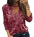 X-Future Women's Camo Long/Short Sleeve Deep V-Neck Lace up Sexy T-Shirt Top