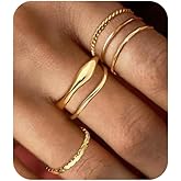 Gold Rings for Women Dainty Stacking Ring Set 18K Gold Plated Thumb Rings Non Tarnish Chunky Thin Gold Jewelry