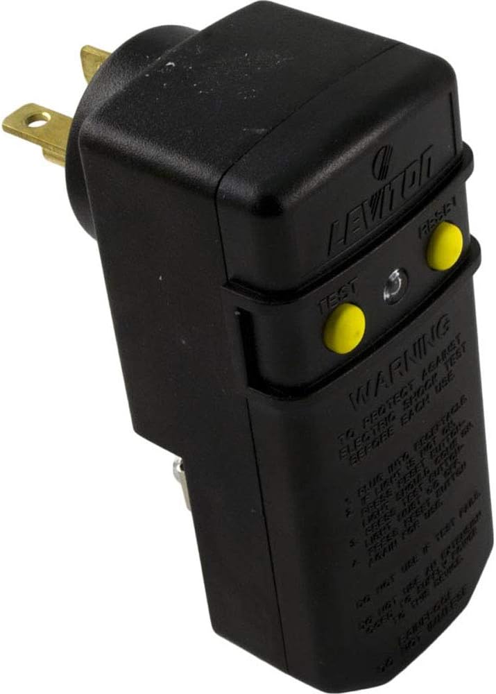 Leviton 16793 20-Amp, 120-Volt, Grounded, Compact Automatic Reset Right Angle GFCI, RoHS Compliant, Black - Electric Plugs - 