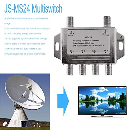 CloverUS Mini Portable 2x4 JS-MS24 Satellite Signal Multiswitch LNB Voltage Selected 950-2400MHz Multiswitch LNB Receiver Multiswitch