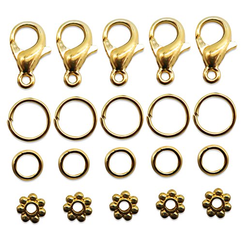 TOAOB Jewelery Making Starter Kits Gold Jump Ring Head Pins Eye Pins Earring Hook Findings - Thumbnail 4