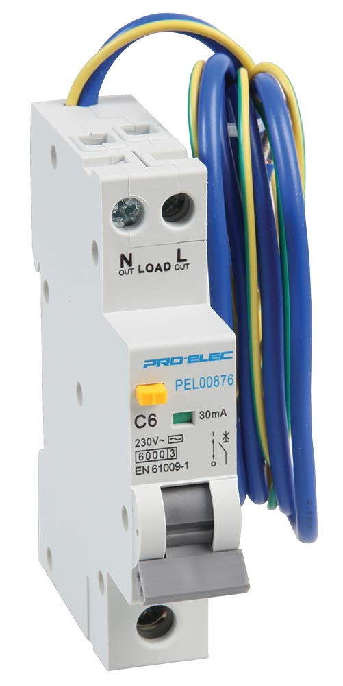Pro Elec PEL00876 6A Single Pole RCBO, C Curve, 30 mA
