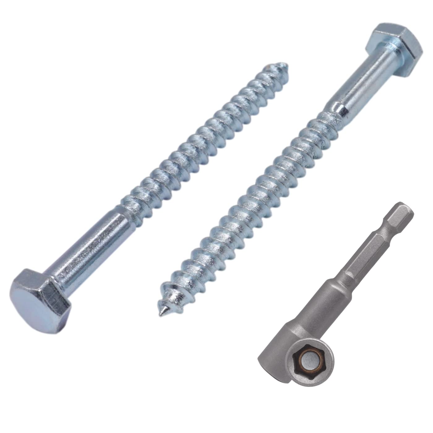 (Pack of 15 pcs) DIN 571 Zinc Plated Steel Hexagon Wood Screws M5 x 80 mm, Coach Screws, Hex Screw, Lag Bolts, Hex Head (15, M5 x 80 mm)