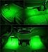 Car LED Strip Light,4pcs Interior Under Dash Lighting Kit LED Multicolor Auto Interior LED Atmosphere Lights (Green1)