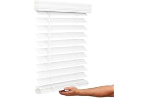 Lotus & Windoware Cordless, 2-1/2 Inch Faux Wood Blind, Window Blinds, Blinds & Shades, Blinds for Indoor Windows, Bright White, Smooth, 10" x 72", Bright White