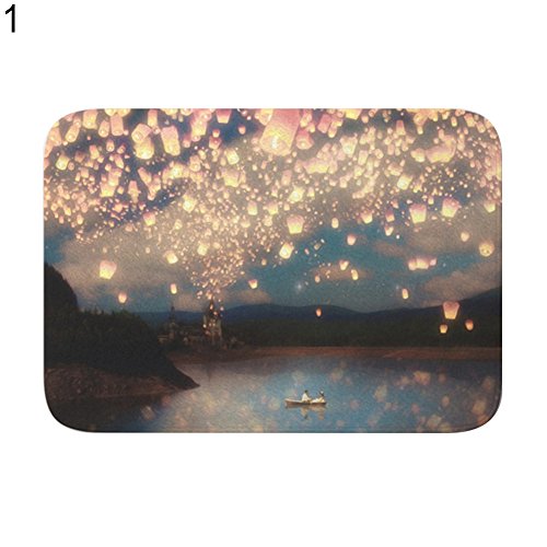 yanQxIzbiu Super Soft Indoor Rugs Living Room Carpets Sky Lantern Galaxy Flower Bathroom Rug Non-Slip Bath Shower Carpet Floor Mat - 1#