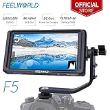 FEELWORLD F5 5 Inch DSLR On Camera Field Monitor Small Full HD 1920x1080 IPS Video Peaking Focus Assist with 4K HDMI 8.4V DC Input Output Include Tilt Arm