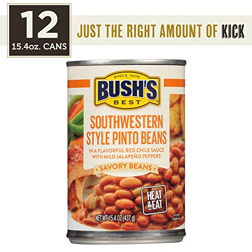 BUSH'S BEST Southwestern Style Pinto Savory Beans, 15.4 Ounce Can (Pack of 12) Food, Beverages