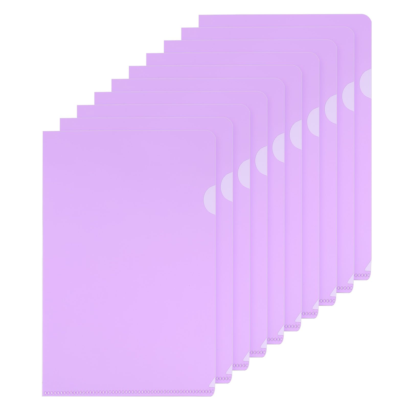 PATIKIL L Type Folders 30 Pack A5 Plastic File Project Pockets Clear Paper Document Jacket Sleeves for Office, Purple