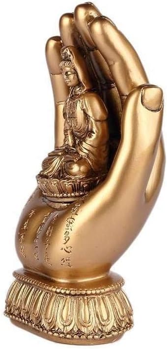Lachineuse Hand of Buddha Guanyin Goddess, Gold, 10x10x17cm - Image 3