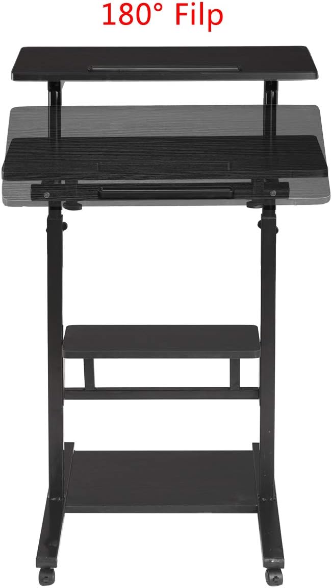 DOEWORKS Mobile Stand Up Desk, Height Adjustable Computer Work Station with Wheels, Rolling Presentation : Electronics
