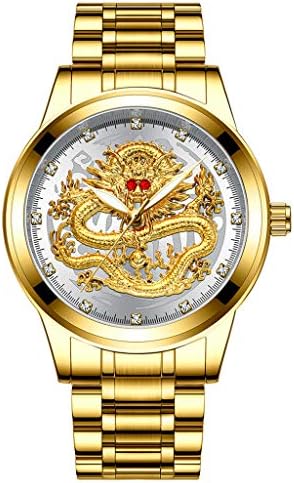 Gold Watches for Men Waterproof Diamond Decoration Stainless Steel Analog Quartz Wristwatch