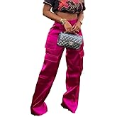 Yeshire Women's High Waisted Cargo Pants Y2K Streetwear Baggy Fashion Straight Wide Leg Pants