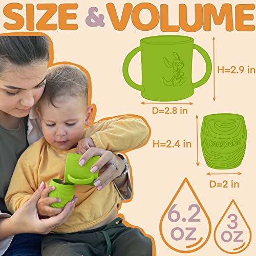 Kangookid Open Cup Set for Baby 2 Handled Open Tiny Cups for Toddlers