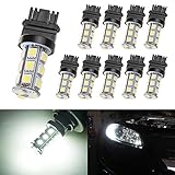 Trisense 3157 3156 3157A 3157NA 3056 3057 4114K White 5050 18SMD LED Light Bulbs Turn Signal Brake Parking Stop Tail Backup Reverse Light Lamp Bulb for Car/Motorcycle(Pack of 10)