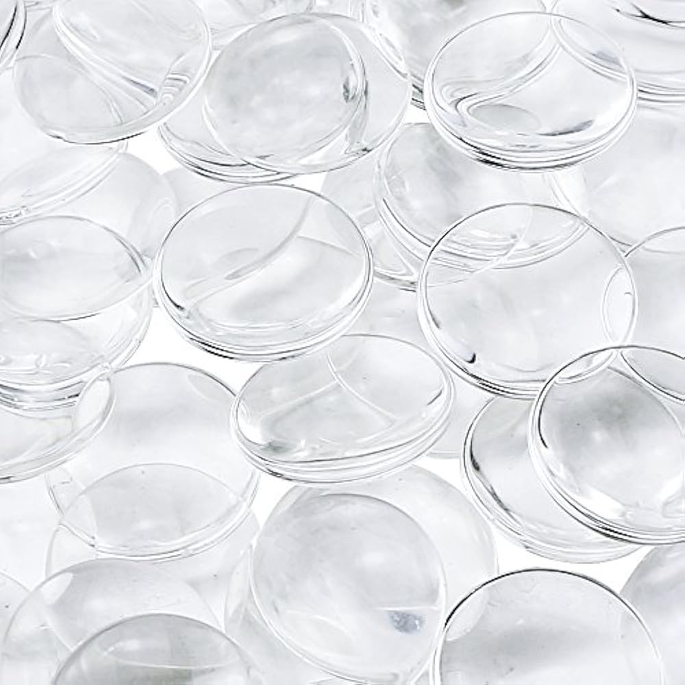 DLOnline 100 Pieces 30mm Transparent Glass Cabochons, Clear Dome