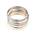 Caperci Women's Set of 7 Tri-Color Silver/Gold/Rose Gold Stainless Steel Bracelet Bangle Set 8.4 Inch