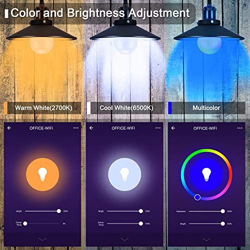Smart WiFi Light Bulb, Aukora LED Light Bulb Compatible with Amazon Alexa Google Home IFTTT (No Hub Required), E26/E27 60W Equivalent(7W), Color Changing Dimmable Multicolor Light Bulb, 1 Pack