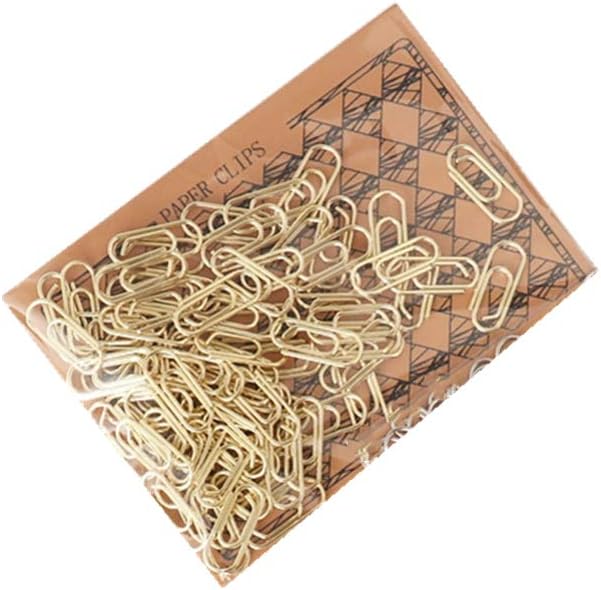 Mini Paper Clips Golden 50Pcs Small Size Metal Paperclip 15mm Gold Nickel Plating Finish Bookmarks for Office Accessories School Stationery Supplies (Gold)