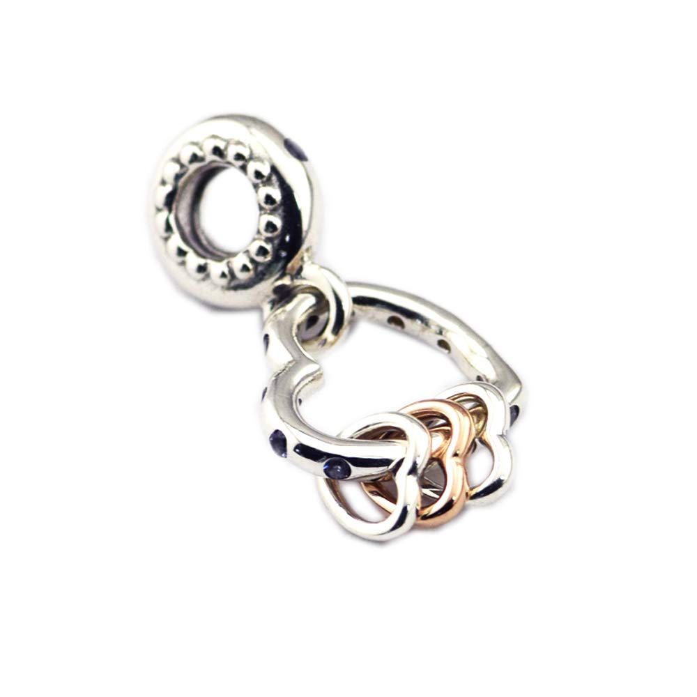 PANDOCCI 2018 Mother Gift Heart Highlights Dangle Charm, Lilac & Royal Purple Crystals & Clear CZ 925 Silver DIY Fits for Original Pandora Bracelets Charm Fashion Jewelry