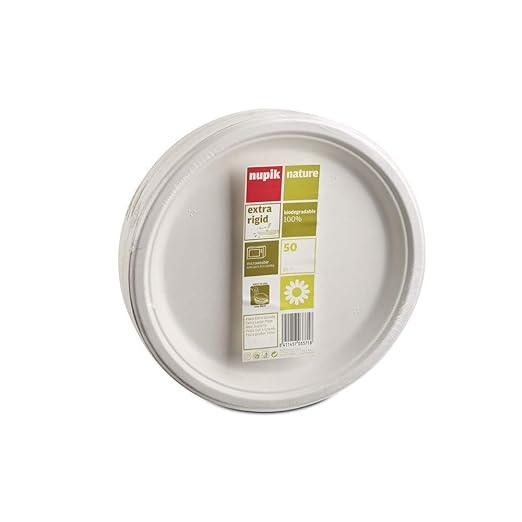Nupik Plato Grande 25 cm rígido y Liso 100% Biodegradable. Apto ...