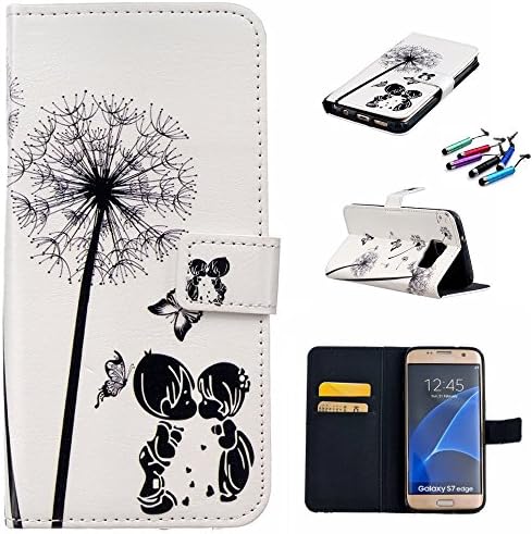 Galaxy S7 Edge Case,Milogo [Premium Flip] PU Leather Wallet Stand Protective Cover Case for Samsung Galaxy S7 Edge - Feather Fly
