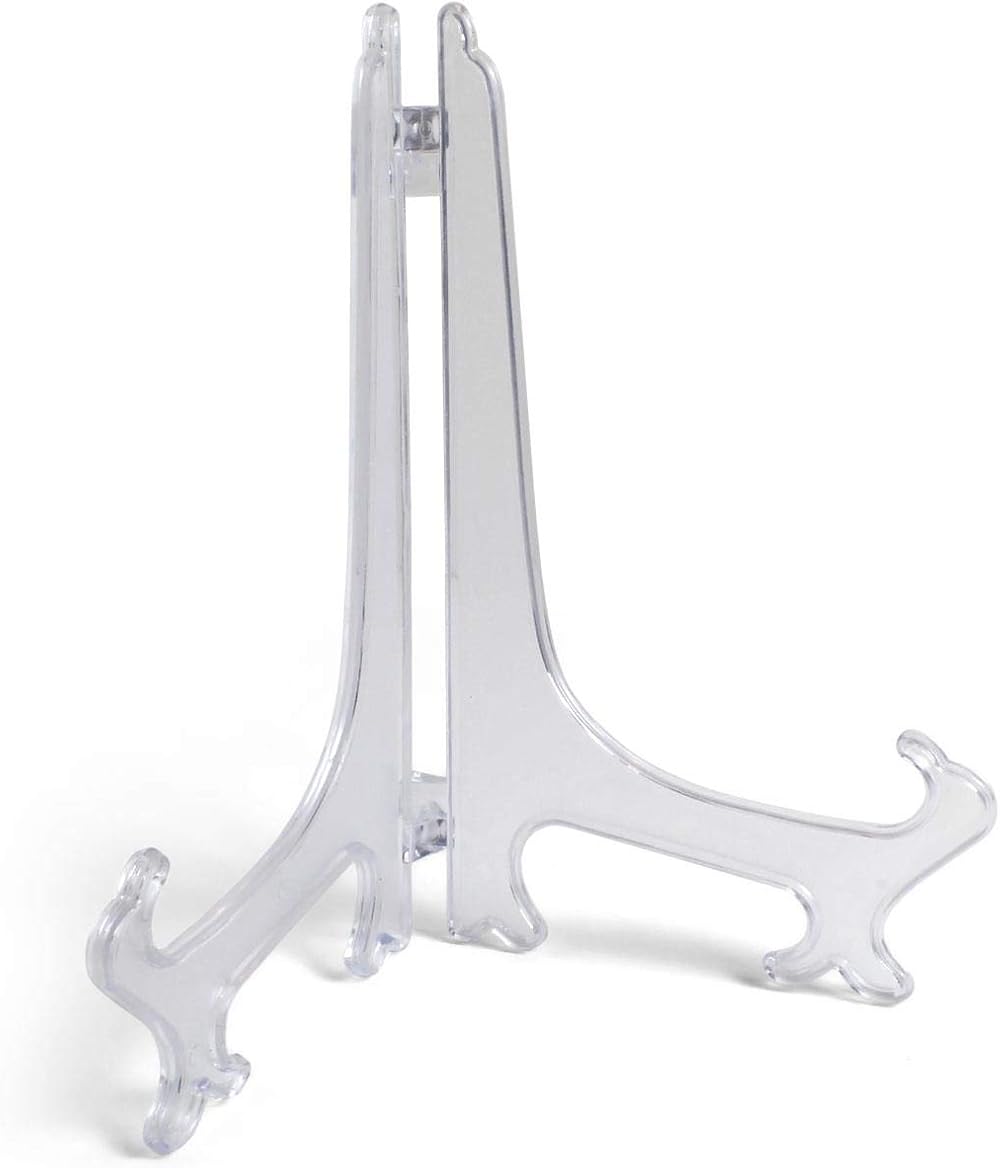 igadgitz home Folding Plate Holder Decorative Stand Small Medium Large Clear
