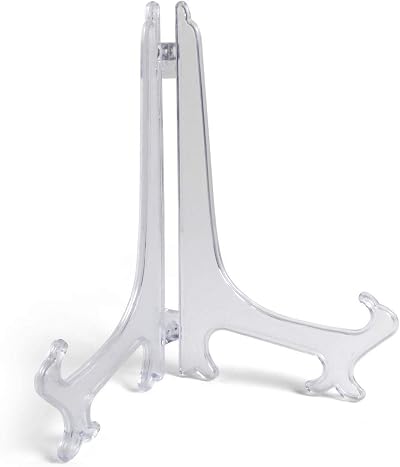 igadgitz home Folding Plate Holder Decorative Stand Small Medium Large Clear