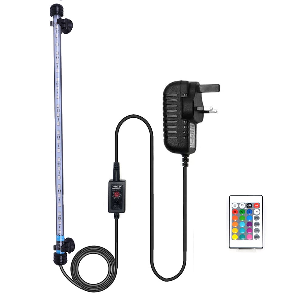 VARMHUS Submersible LED Aquarium Light, 48 cm Underwater Fish Lamp Waterproof Aquarium Lighting for Fish Tank with Remote Control (RGB Color)