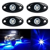 YaeCCC 4pcs LED Rock Light Under Body Glow Trail Rig Lamp Waterproof (Blue) Compatible for JEEP ATV SUV Truck Boat