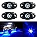 YaeCCC 4pcs LED Rock Light Under Body Glow Trail Rig Lamp Waterproof (Blue) Compatible for JEEP ATV SUV Truck Boat