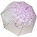 Kung Fu Smith Auto Open Clear Flowers Bubble Dome Umbrella for Girls, Cute Umbrella for Rain