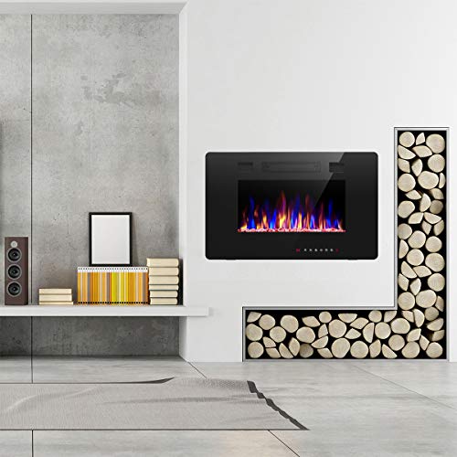 R W Flame 30 Inch Recessed And Wall Mounted Electric Fireplace Low Noise Fit For 2 X 4 And 2 X 6 Stud Remote Control With Timer Touch Screen Adjustable Flame Color And Speed 750 1500w Pricepulse