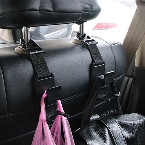 4 Pack Car Hooks Seat Hangers - Strong And Durable Backseat Headrest Hanger Storage For Handbags. Shopping Bags, Universal Vehicle Car Seat Back Headrest Bottle Holder