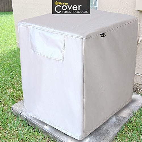 Mr.You Square Air Conditioner Cover Heavy Duty Waterproof Durable for Winter Outdoor 8 YR Warranty Year Around Protection Silver D26W27H28in